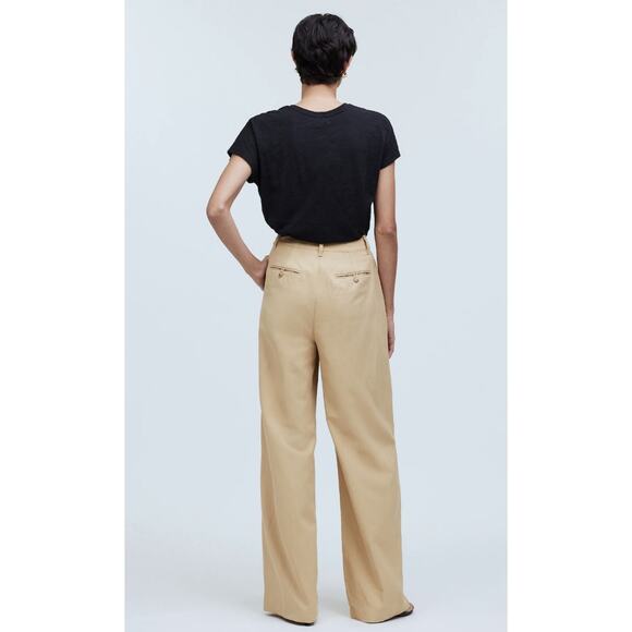 Madewell Harlow Wide-Leg Trouser WMNS 4 Cream Twill Pleated High Rise Pant NG521 - Picture 2 of 11